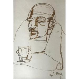 JULIO MARTINEZ HOWARD (1932-1999) / PERSONNAGE AU BAR / ENCRE / DATÉ 1960 