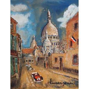 LUCIEN GENIN (1894-1953) / PARIS / MONTMARTRE / SACRE CŒUR / huile sur carton