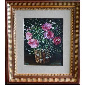 ÉCOLE ESPAGNOLE / ALEJO VIDAL-QUADRAS (1919-1994) / NATURE MORTE AUX FLEURS  / HUILE SUR TOILE