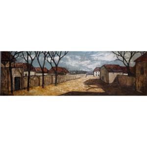 GILBERT BAGLIONE (1930-2012) "Après Midi au Village" / Huile sur toile