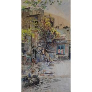 RARE/E.VÉDER/PARIS/MONTMARTRE/COUR INTÉRIEURE MAISON DE MIMI PINSON /ANNÉE 1925