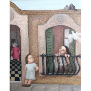 ÉCOLE NAÏVE / Eduardo Ungar (1946) / acrylique 