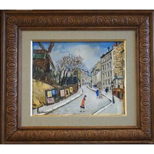 LUCIEN GENIN (1894-1953) / PARIS / MOULIN DE LA GALETTE / ANNÉES 20/ gouache et aquarelle