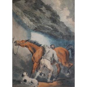 English School, 18th Century / Engraving Enhanced With Watercolor