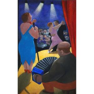 Naive School / Eduardo Ungar (1946) / The Tango Singer / Acrylic 