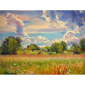 Country Landscape / André Vivrel (1886-1976) / Oil On Canvas Cardboard