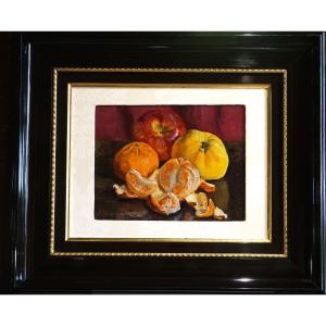 André-léon Vivrel (1886-1976) / Still Life With Fruits / Oil On Canvas Cardboard