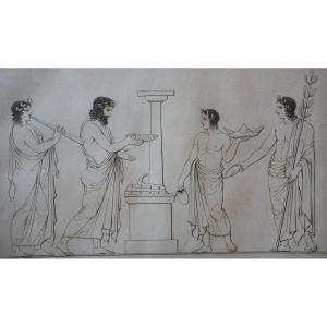 19th Century Engraving / Scene From Greco-roman Antiquity 