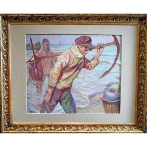 Boulogne-sur-mer / Georges Griois (1872-1944) / Return From Fishing / Oil On Panel