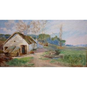 "the Cottage And The Farmer's Wife" / Year 1898 / E. Dupuis / Oil On Canvas
