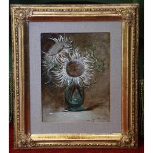Charles Frédéric Jung (1865-1936) / The Solitary Thistles / Year 1902 / Oil On Cardboard