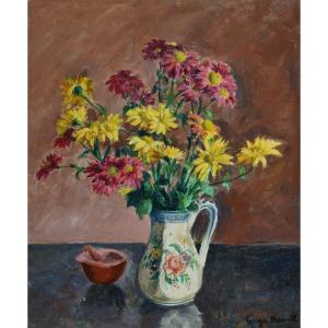 Georges Pacouil (1903-1996) / Bouquet Of Flowers In A Vase / Oil On Canvas