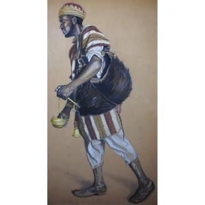 Orientalist School Late 19th Century / Maghreb Water Carrier / Gouache And Watercolor