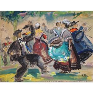 Auvergne / Cantal / The Mountain Bourree / Jean Toth (1899-1972) / Gouache