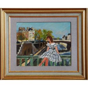 Paris In Summer...carefreeness / Circa 1950 / Georges Pacouil (1903-1996) / Oil On Cardboard