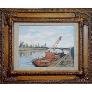 Paris 1920s / Grenelle Bridge / Fm Salvat (1892-1976) / Oil