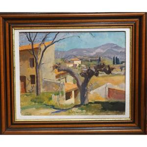 View Of A Village In Provence / Bertrand Py (1895-1973) / Oil On Canvas