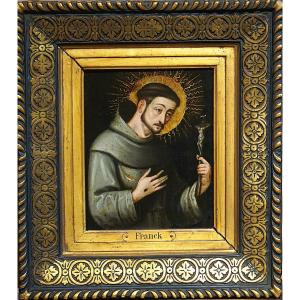 18th Century Spanish School / Saint Francis Of Assisi / Oil On Copper