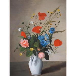 French School Late 19th Century / Vase Of Flowers / Oil On Cardboard