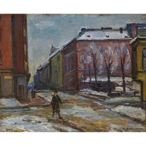 Aarno Ahtaja (1898-1978) – Lively Street In Helsinki, 1946 / Eloisa Katunäkymä Helsingistä 1946