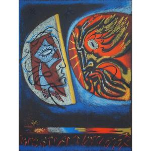 André Masson (1896-1987) / Circa 1970 / The Moon And The Sun / Ea / Signed Lithograph 
