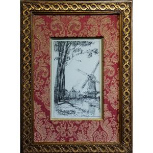 Frank Myers Boggs (1855-1926) / The Mill At Dort-holland / Dated 1907 / Charcoal