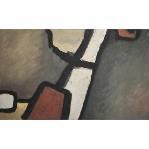 Abstract Composition / Paul Ackerman (1908-1981) / Gouache On Paper Dated 61
