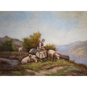 19th Century Pastoral Scene / Oil On Canvas