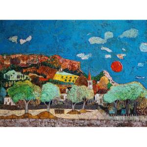 François Szulman (1931–2024) / The Red Sun / 1977 / Oil On Canvas