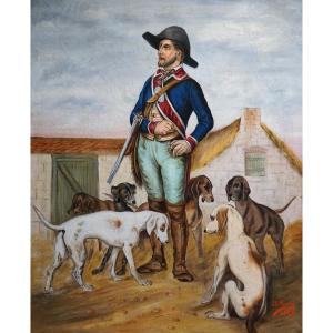 The Hunter And His Pack / Dated 1908 / Oil On Canvas