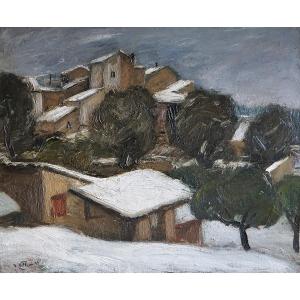 Jean Villeri (1896–1982) / Provence / Year 1926 / Haut-de-cagnes Under The Snow