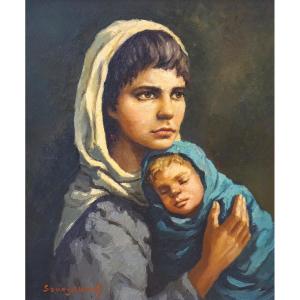 Maternity / Anatola Soungouroff (1911-1982) / Oil On Canvas 