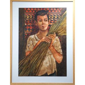 Ali Al-kafri (palestine 1948-2022) / Palestinian Boy / Gouache On Paper