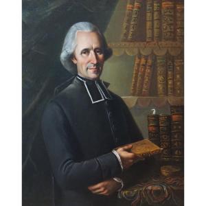 France 1790 / Grand Portrait / Ecclesiast Of The Enlightenment In His Library / Oil On Canvas