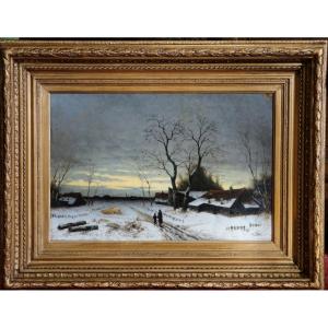 Winter Scene / Düsseldorf School / H. Flockenhauss / Hst / Winterszene / Düsseldorfer Schule