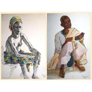 Two Foulbés Portraits / Maroua (cameroon) / Year 1955 / Gustave Hervigo (1896-1993)