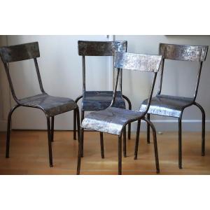 Four Industrial Metal Chairs From The 30s And 50s