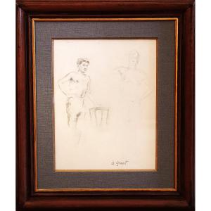 Bloomsbury Group / Duncan Grant (1885-1978) / Two Men, Charcoal Study