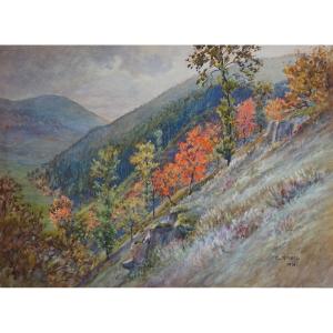 Storkensauen (storkensohn) / Occupied Alsace / Dated October 1918 / Watercolor / Claude Mirbel