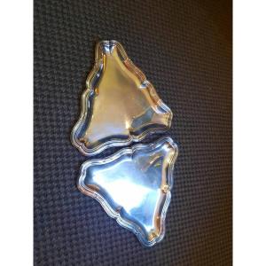 Silver Pair Of Triangular Presentation Plates