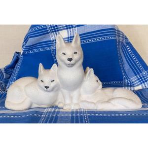 Cats Or Kittens In Perlée Enameled Ceramic From Sèvres Art Deco 20th Century