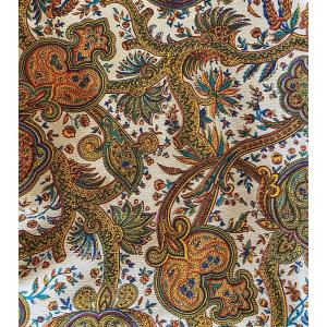 Pair Of Curtains, Linen Drapes With Cashmere Decor, 20th Century