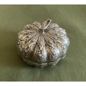 20th Century Pumpkin-shaped Sterling Silver Box