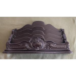 Louis XV Style Desk Letter Holder In Blackened, Carved And Curved Mahogany , 19th Century