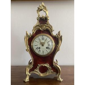Louis XV Style Clock Or Cartel Clock In Tortoiseshell And Bronze By Planchon, Paris, 19th Century