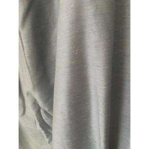 Pair Of Sky Blue Cotton And Silk Blackout And Thermal Curtains With Decorative Braids