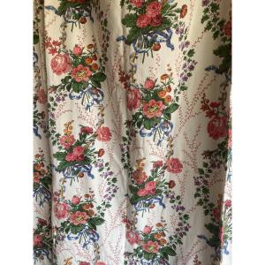 Pair Of 20th Century Floral Cotton Curtains.