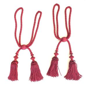 Pair Of 19th Century Tiebacks Napoleon III Period Raspberry Color