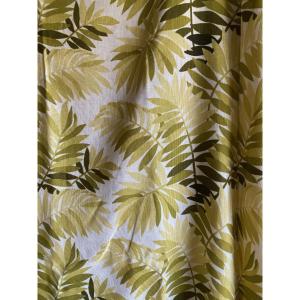Large Pair Of Vintage 1970s Curtains – Foliage Pattern