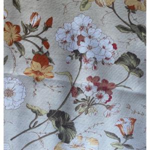 3 Pairs Of Cotton And Linen Curtains With Floral Pattern – 20th Century